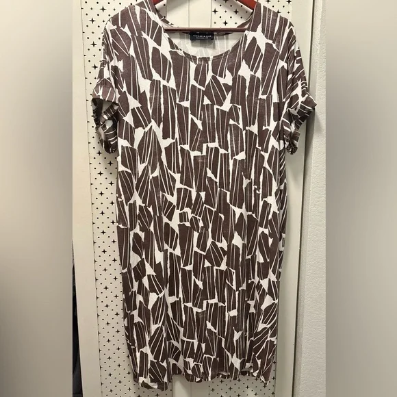 Always A.Line Brown and White Geometric Print Women's Dress - Picture 1 of 4